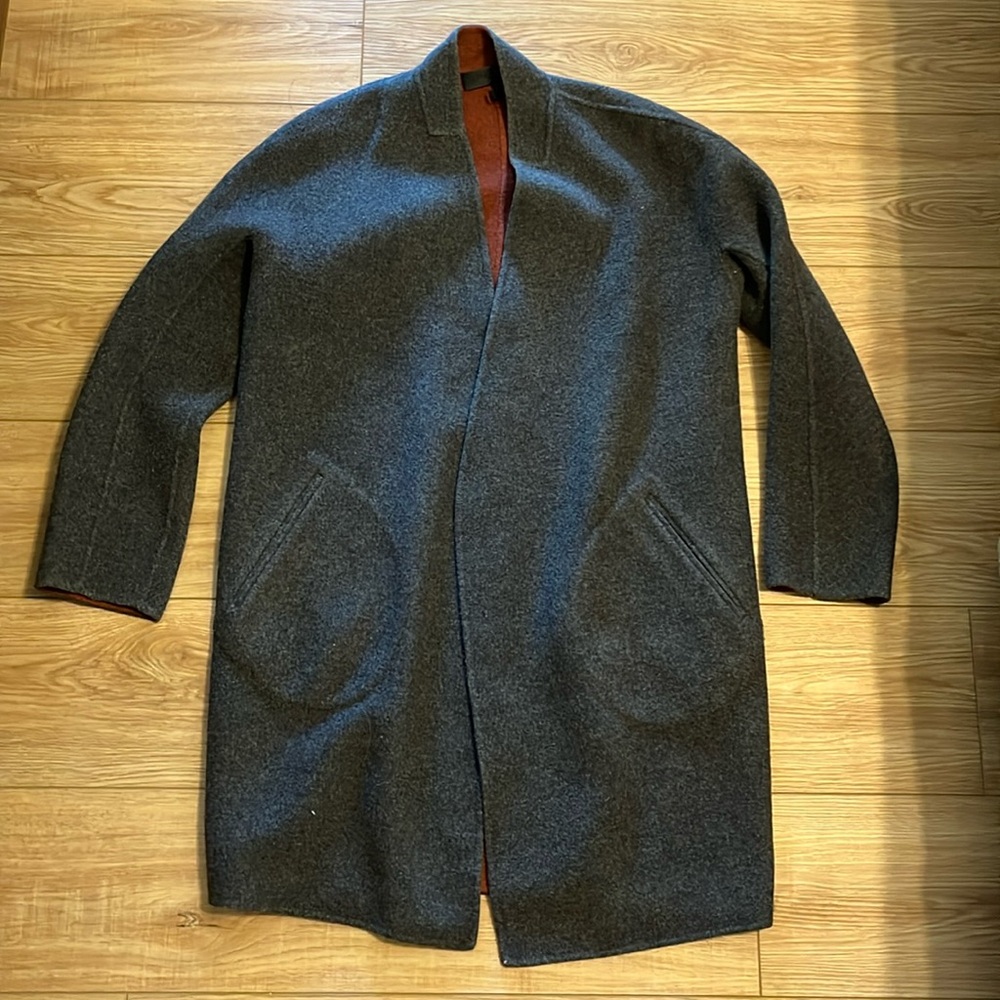 rag & bone Charcoal Gray Wool Coat with Rust Lining